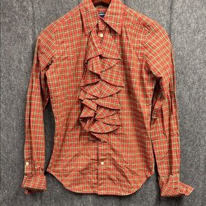 Ralph Lauren Tartan Ruffle Button-Down Shirt